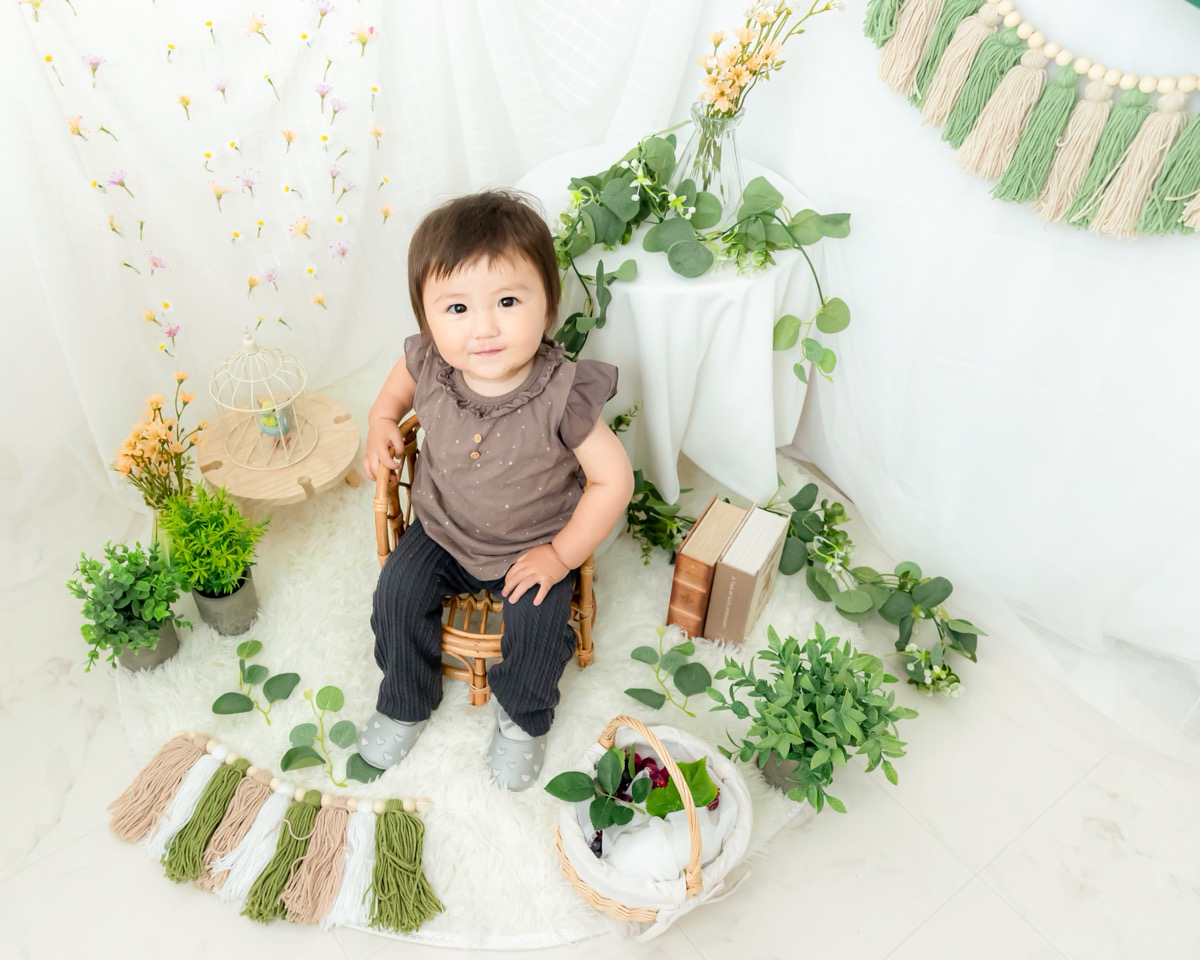 緑と白のフォトブース